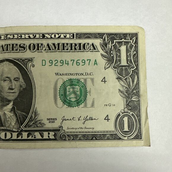 Fancy Serial Number 1 One Dollar Bill - Sum Of 53 - Picture 2 of 8